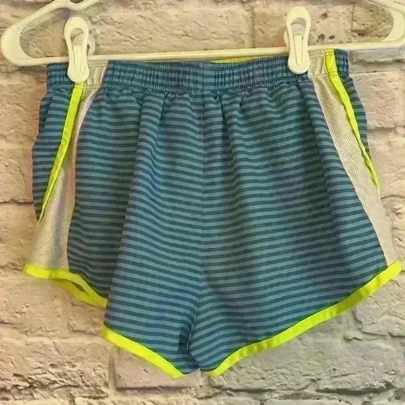 Nike Women's Athletic shorts blue stripe with bright green trim Size XS - Picture 2 of 6